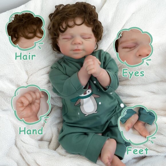 18 Inch Reborn Baby Doll Sleeping Realistic Newborn Soft Body Toy for Kids - Picture 9 of 9